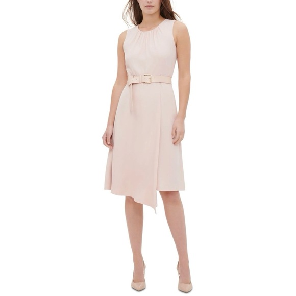 Calvin Klein Blush Pink Asymmetrical Sleeveless Dress - Picture 1 of 3